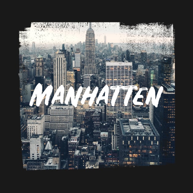 Manhattan Skyline Grunge Style Gift by Jimmyson