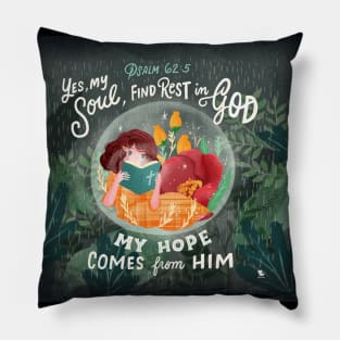 Find Rest and Hope in God: Introvert Bubble Plant Lady Pillow