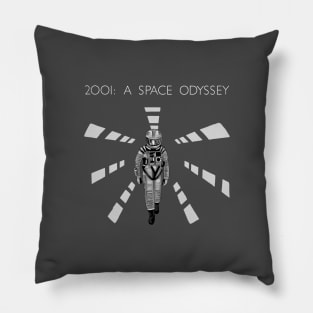 2001 - A Space Odyssey Illustration with Title, B/W Pillow