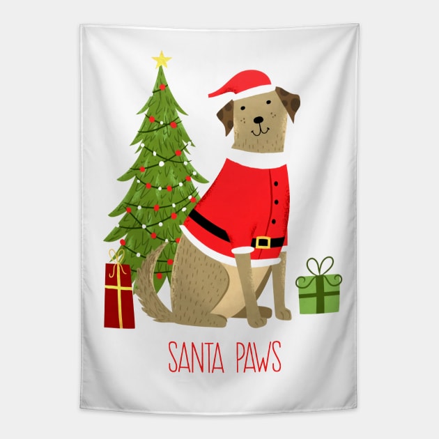 Santa Paws Dog Lover Christmas Cute Dog Santa Outfit Tapestry by ballhard