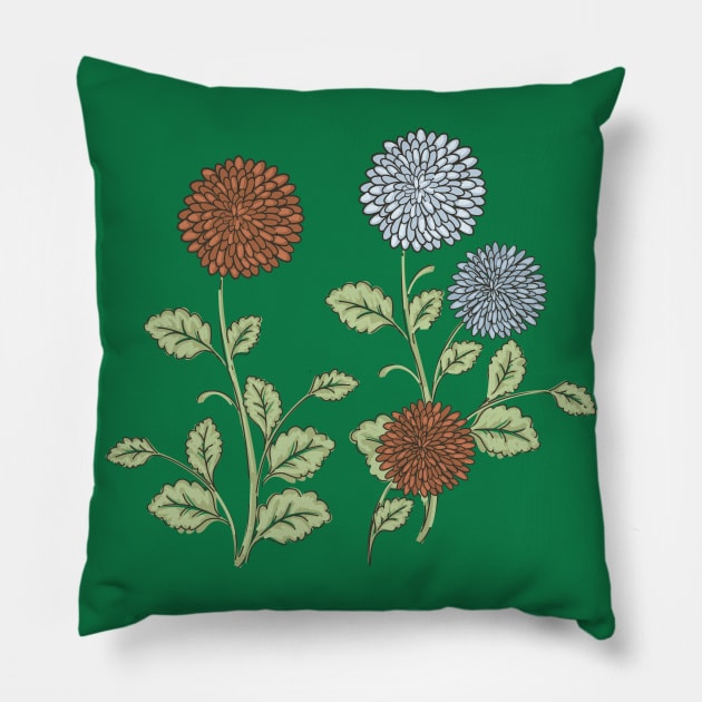 Chrysanthemums Pillow by SWON Design