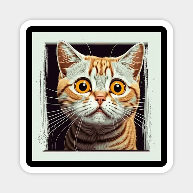 Funny Scared Ginger Cat Face, Cat Lover, Scaredy Cat Magnet by dukito