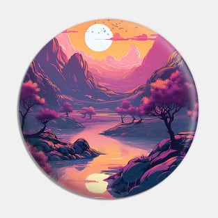 Sunset - otherworldly planet Anime Style Pin