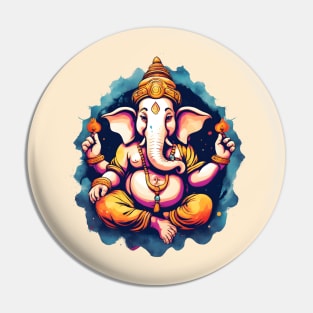 Ganapati Ganesh Chaturthi, Colorful Watercolor Pin