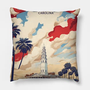 Charleston United States of America Tourism Vintage Poster Pillow