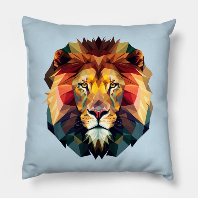 Lion Head Polygon - King of the Jungle Pillow by i2studio