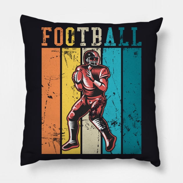 American Fotball vintage Football Player Pillow by Foxxy Merch