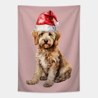 Goldendoodle Santa Tapestry