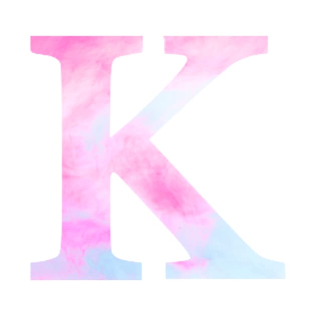 The Letter K Blue and Pink Design by Claireandrewss