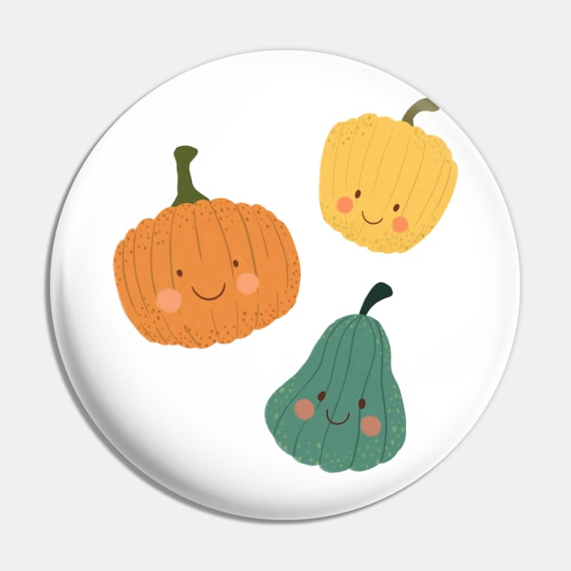 Cute Pumpkins Pin by Gush Art Studio 1