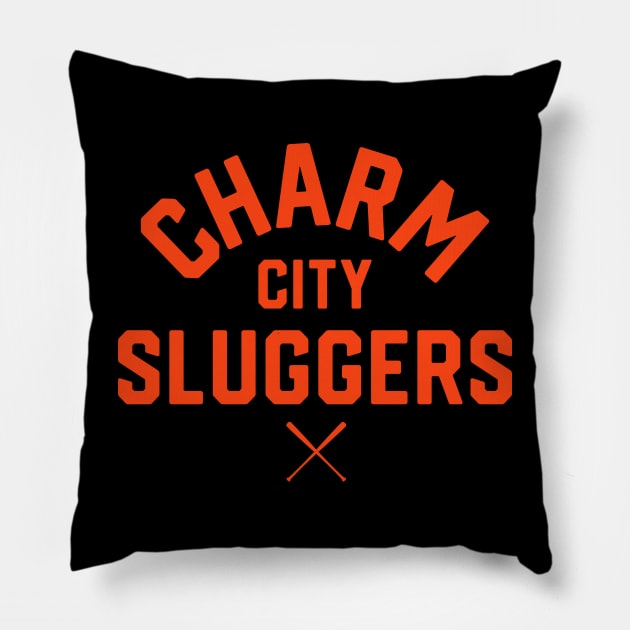 Baltimore 'Charm City Sluggers' Baseball Fan T-Shirt: Bold Design for the True Baltimore Baseball Enthusiast! Pillow by CC0hort