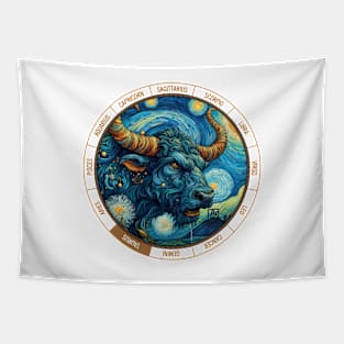 ZODIAC Taurus - Astrological TAURUS - TAURUS - ZODIAC sign - Van Gogh style - 4 Tapestry