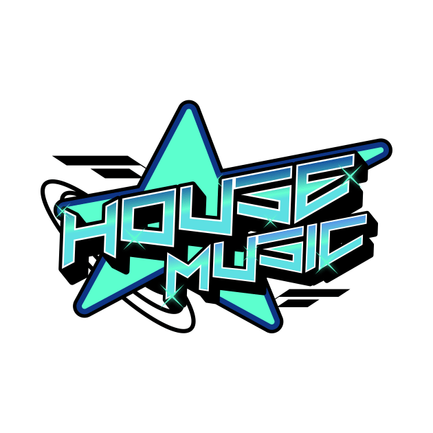 HOUSE MUSIC  - Y2K Star (black/blue) by DISCOTHREADZ 