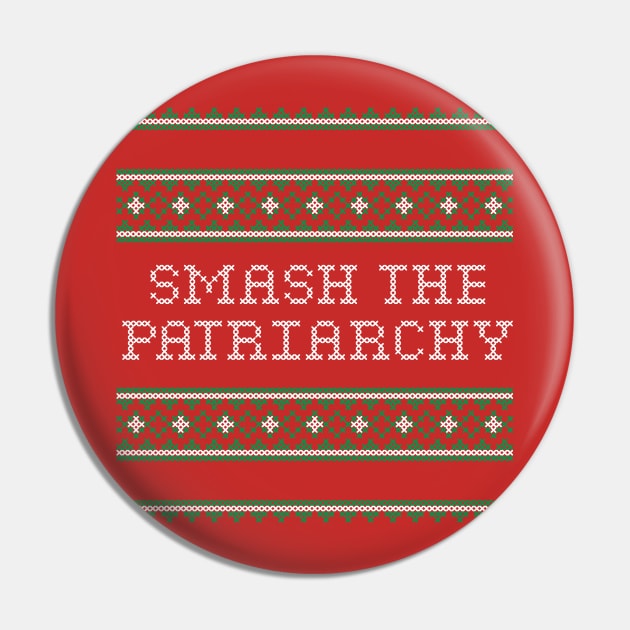 Smash The Patriarchy Christmas Sweater Cross Stitch Pin by DeadMonkeyShop