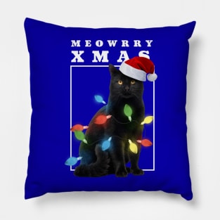 Funny Christmas cat Meowrry Xmas Pillow