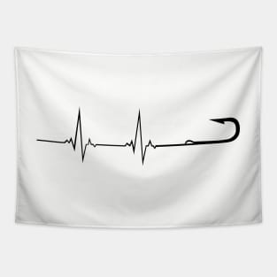 fishing hook heartbeat Tapestry