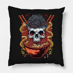 Great Ramen Bowl Japanese Noodles and skull Pillow