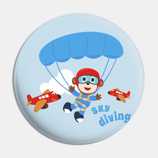 Vector illustration of a cute skydiver Pin by KIDS APPAREL