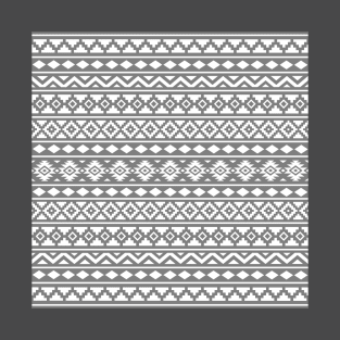 Aztec Essence Pattern II White on Gray T-Shirt