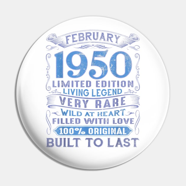 Vintage 70 Years Old February 1950 70th Birthday Gift Ideas Pin by dashawncannonuzf