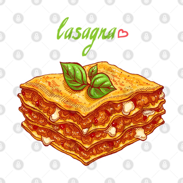 lasagna hand drawn by Mako Design 