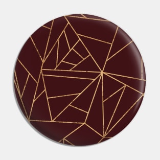 Mulled Wine Red and Gold Geometric Lines Pin