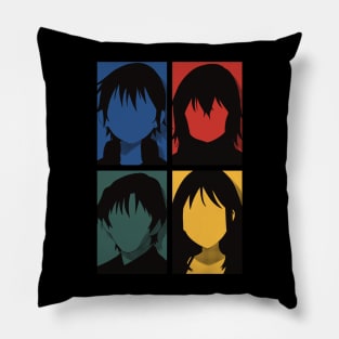 Erased anime | All main character in colorful pop art minimalist design | Satoru fujinuma x Kayo hinazuki x Airi katagiri x Gaku yashiro Pillow