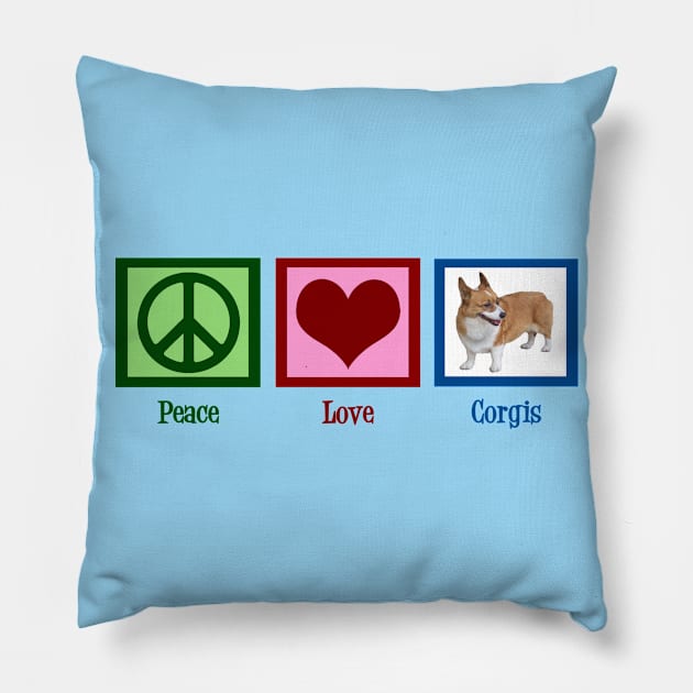 Peace Love Corgis Pillow by epiclovedesigns