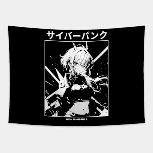 Cyberpunk Girl Manga Aesthetic Goth Grunge Black Tapestry