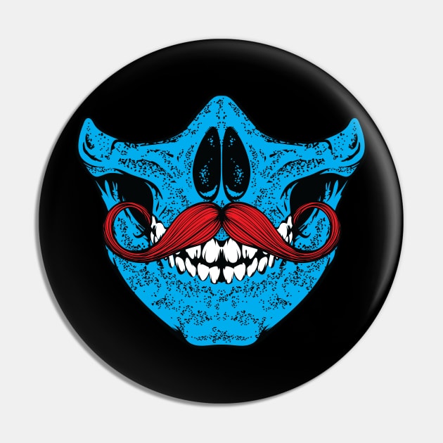 Mustache you a question - Blue Red Curly Pin by TerrorTalkShop