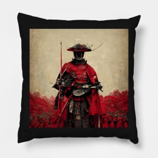 Japanese Samurai with Red Accent- best selling Pillow