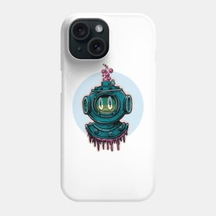 head of an amphibian in an old diving helme Phone Case