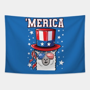 Llama 4th of July American Flag Patriotic Tapestry