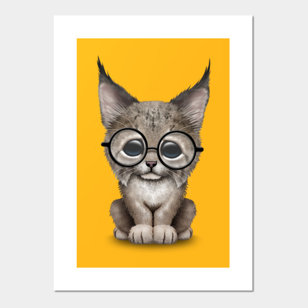 Cute Baby Lynx Cub Wearing Glasses Lynx Posters And Art Prints