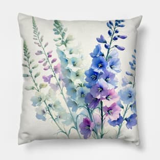 Vibrant Larkspur Decor - Watercolor Flower Pillow