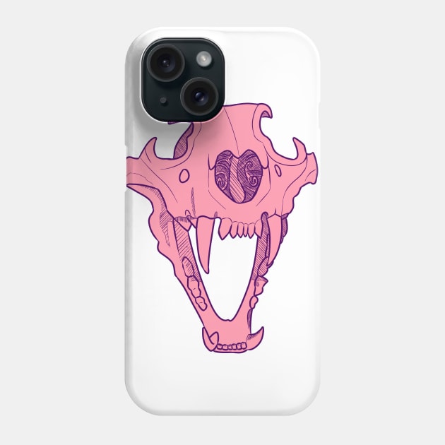 Pink Lion Skull Phone Case by Pallas