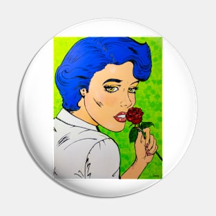 Girl with red rose Pin