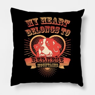 My Heart Belongs To Bernese Mountains Pillow