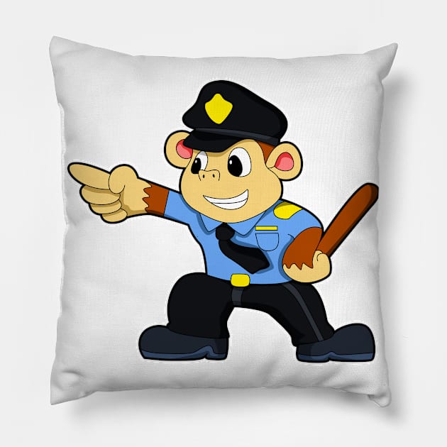 Monkey as Police officer - Police Pillow by Markus Schnabel