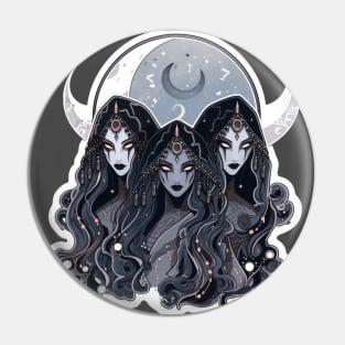 Triple Moon Goddess Pin