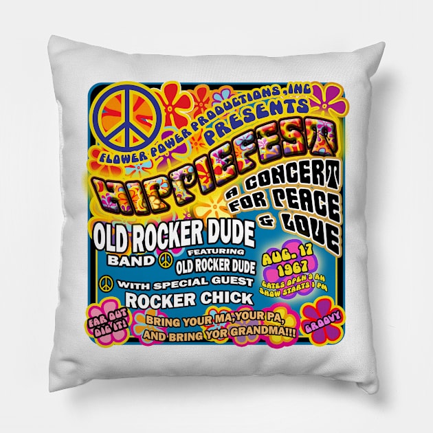 Hippiefest Concert Pillow by oldrockerdudes