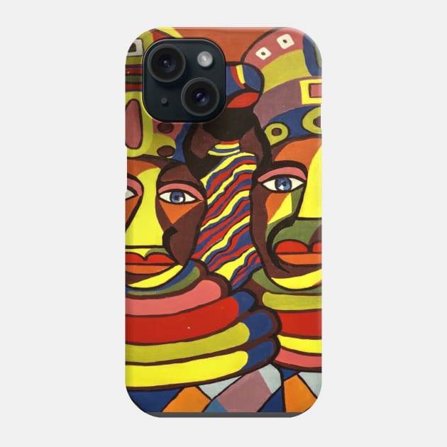 African Traditional Tribal Women Abstract Art Canvas Painting Phone Case by PatrioTEEism