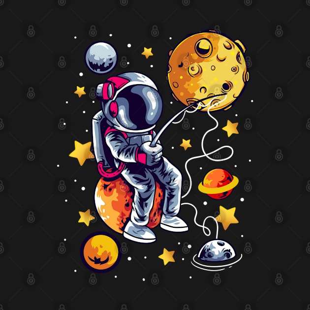 Fishing Astronaut Space by E