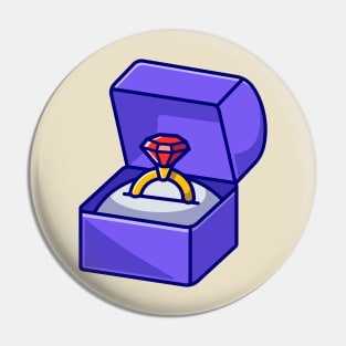 Gold Ring With Diamond In Box Cartoon Pin