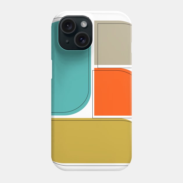 Orange Turquoise Tan Gold Geometric Retro Scandinavian Phone Case by OrchardBerry