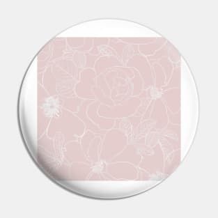 Elegant Silver Roses Floral Drawing Pink Design Pin