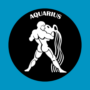 Aquarius Astrology Zodiac Sign - Aquarius Man Water Birthday Gift - Black and White T-Shirt