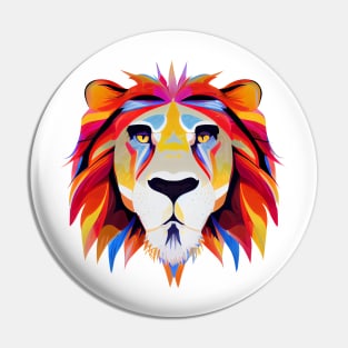 Lion Art in flaming Bright Colours on a Mustard Yellow Background Pin