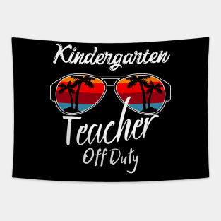 Kindergarten Teacher Off Duty, Retro Sunset Glasses, Summer Vacation Gift Tapestry