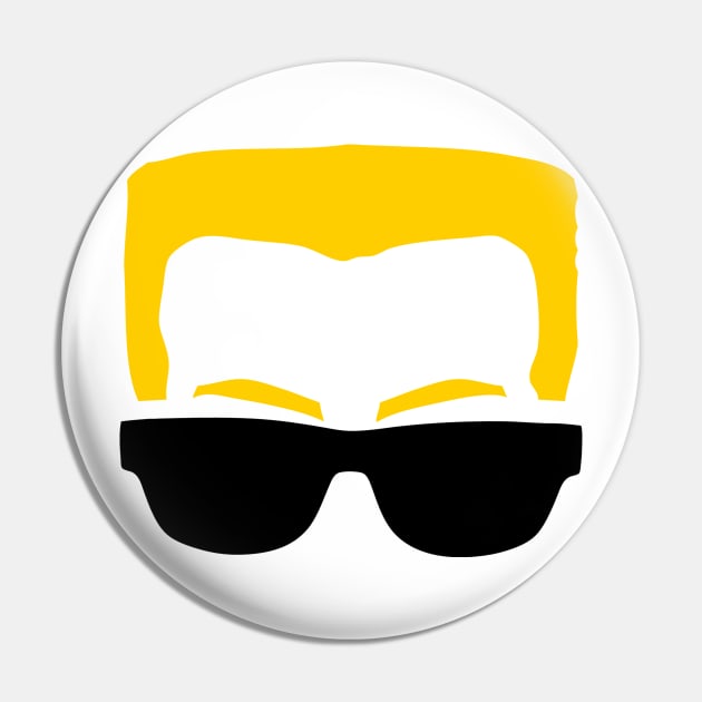 Duke Nukem Blonde Hair Glasses Face Silhouette Pin by AnotherOne